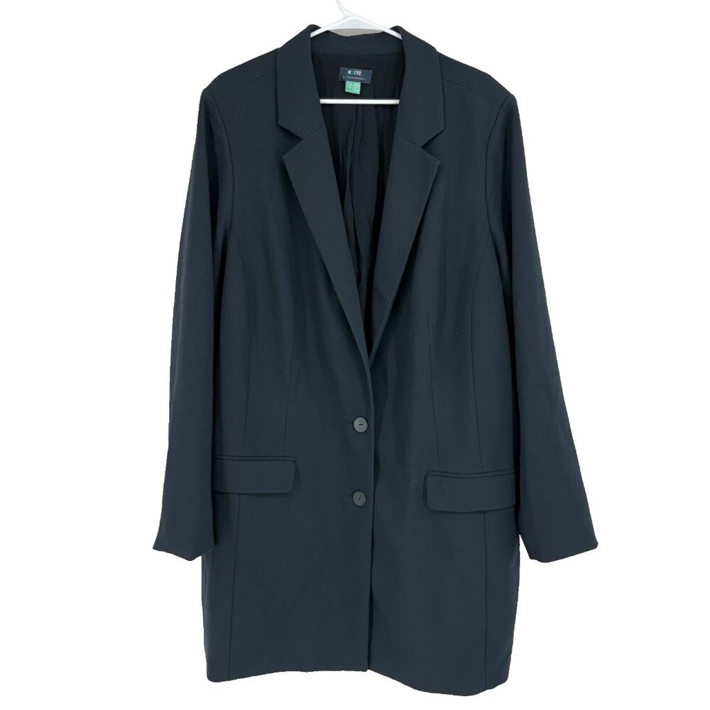 Maeve Anthropologie Women 26W Tunic Blazer Longline Jacket Long Sleeve Blue Work